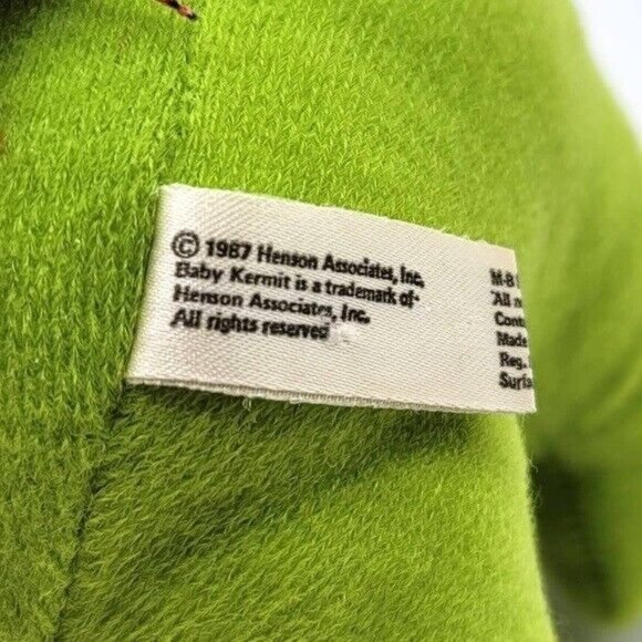 VTG Muppet Babies Kermit Plush Green 8" Red Plaid Vest 1987 Henson Associates - Picture 8 of 9